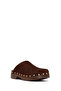 Women's Brown Wedge Heeled Suede Leather Slippers 26Pfd151010 - 7