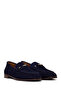 Women's Navy Blue Buckle Suede Leather Masculine Loafer 26Pfd230110 - 2