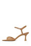 Women's Beige Ankle Buckle Thin Heeled Leather Sandals 26Sfd161318 - 3
