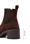 Women's Brown Thick Heeled Suede Leather Chelsea Boots 25Wfd132410 - 2