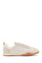 Women's Cream Lace-Up Leather Sneaker 26Pfd553014