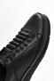 Men's Black Lace-Up Sports Shoes, Leather Sneaker 26Sfd6744Ft - 8
