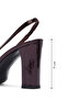 Women's Burgundy Open Back Thick Heeled Patent Leather Shoes 25Afd121316 - 2