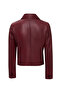 Beatrix Women's Burgundy Shirt Collar Short Leather Jacket 25Wge561347 - 4