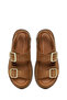 Women's Tan Suede Leather Sandals with Back Buckle and Thick Sole 26Sfd360710 - 5