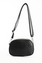 Black Women's Faux Leather Adjustable Crisscross Straps 2-Eye Strap Shoulder Bag - 2