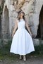 White Zero Sleeve Floral Motif Belted Dress - 3