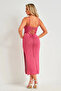 Back Low-cut Tied Body-fitting Knee-length Knitted Dress - 7