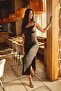 Back Low-cut Tied Body-fitting Knee-length Knitted Dress - 3