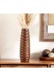 Pecan Wooden Ribbed Design Decor Vase 13x13x41cm - Brown