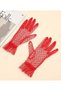 Laced Tulle Polka Dot Transparent Party Costume Henna Wedding & Bridal Gloves RED - 3