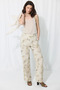Trace Collection Eco Print Cotton Linen Trousers - Stone - 4