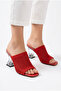 Akva red knit transparent heeled evening slippers 8 cm