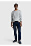 Men's Dark Blue Cotton Blend Denim Pants with Logo Label on the Back Pocket - 5