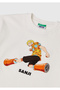 Boy's White Crew Neck T-Shirt with One Piece Print on Front and Back - 3