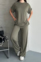 Women's Cupra Pike Fabric Half Sleeve Wide Leg Relaxed Cut Double Suit Khaki 3206 - 2