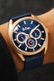ساعة يد رجالية أصلية بوظائف متعددة مع حزام جلدي
