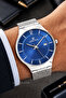 Classy Blue Men's Calendar Wristwatch for Business Wear