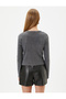 Long Sleeve Faded Effect T-Shirt Camisole Crew Neck - 4