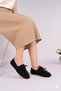 Gabbel 300 Black Suede Lace-Up Women's Ballerinas - 4
