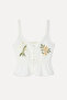 Women's White Ethnic Embroidered V-Neck Sleeveless Blouse - 2
