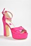 Fuchsia Satin Fabric Platform Heeled Women's Evening Dress Shoes M348202504 - 6