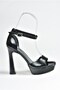 Black Patent Leather Heeled Women's Shoes K404580108 - 8
