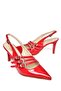 R654218308 Red Patent Leather Thin Heeled Women's Shoes - 8