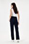 Line Women's Stretch Fabric Hook-and-Loop Closure Navy Blue Palazzo Pants - 3