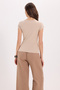 Women's Slim Fit Slim Fit Crew Neck Raglan Sleeve 100% Cotton Stone Color T-Shirt Blouse - 8