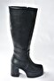 Black Thick Soled Women's Boots N996650009 - 5