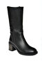 R996071109 Black Thick Heeled Zippered Women's Boots - 6