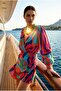 Colorful Pastel Colors Front Tie Button Collar Long Sleeve Spring Dress - 2