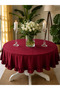 Aura Liquid-Proof Ruffled Round Tablecloth Burgundy - 2