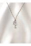 Women's Stainless Steel Zircon Stone Transparent Glass Crescent Star Pendant Necklace - 3