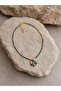 Handmade Leaf Patterned Ceramic & Bead Detailed Necklace - 2