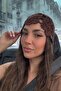 Women's Knitted Beanie Hat Boho Bloom Brown – Handmade Look Summer Bohemian Accessory - 8