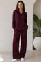 Burgundy Basic Women's Shirt Trousers Double Set Mg2352