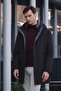 Men's Black Flora Snap-Up Hooded Dynamic Fit Comfortable Cut Coat - 4