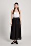 Women's Black Voile Fabric Crinkle Long Lined Skirt 29062 - 2