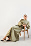 Balloon Sleeve Satin Evening Dress - Çağla - 2