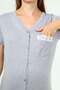 Myra9721 - Maternity Nightgown with Buttons and Lace Pockets - Gray - 5