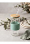 Bamboo Lid Glass Straw Cup 400 ml 1 Piece