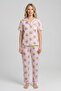 Women's Pink Printed Pocketed Cotton Short Sleeve Pajama Set - 2