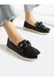Black Buckle Detail Women's Loafer