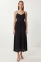 Beaded Detailed Strappy Summer Modal Dress Lub0141 Black