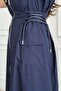 Dress with Front Zipper and Side Tie Detail - 7