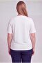 Hscstore Women's Crew Neck Large Size White T-shirt - O4054 - 7