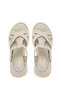 Women's Genuine Leather Beige Flat Sandals - 5