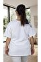 One-Shoulder Ribbon Detail Circular Necklace Viscose Fabric Plus Size Bluz - 5